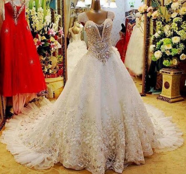 Ball Gown, Sweetheart and Fluffy Wedding Dress M-518