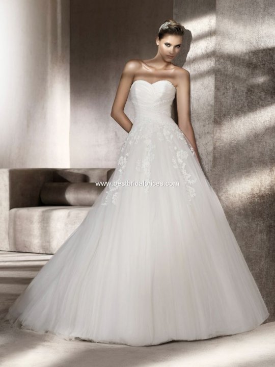 A-Line and Strapless Sweetheart Wedding Dress M-463
