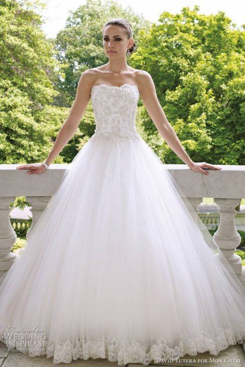 Ball Gown and Strapless Straight Wedding Dress M-466