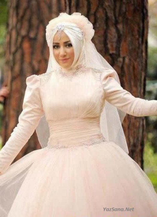 Ball Gown, Sleeves and Hijab Wedding Dress M-506