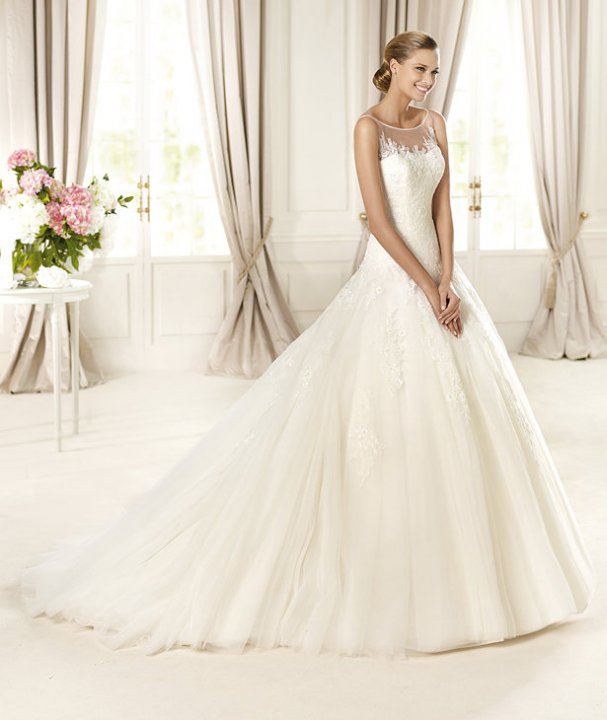 A-Line and Illusion - Sheer Wedding Dress M-550