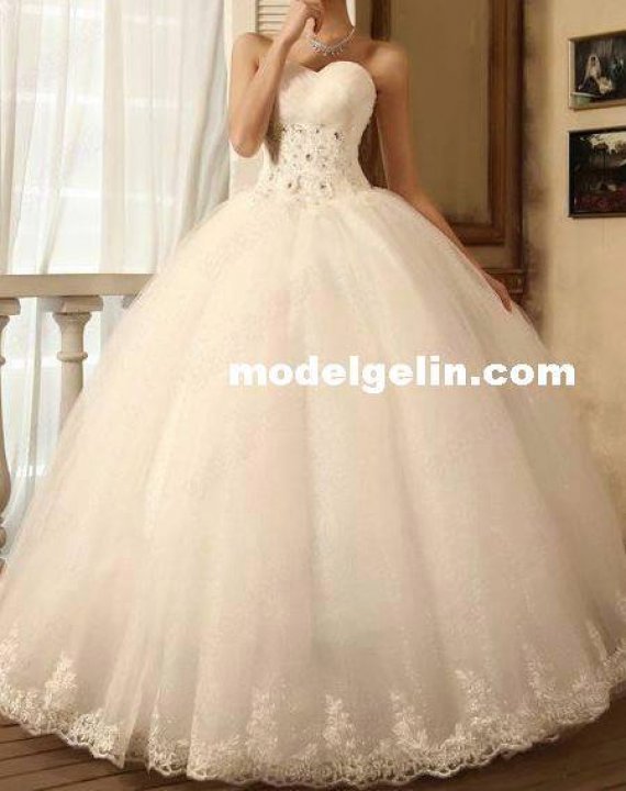 Ball Gown and Strapless Sweetheart Wedding Dress M-535