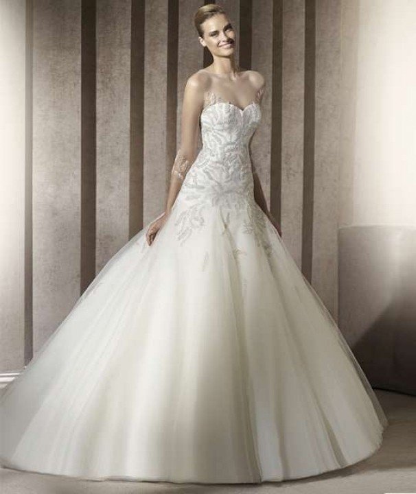A-Line and Illusion - Sheer Wedding Dress M-536