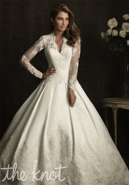 A-Line and Sleeves Wedding Dress M-552