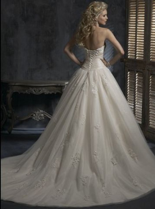 A-Line, Strapless Straight and Backless, Lace Back, V Back, Back Details Wedding Dress M-560