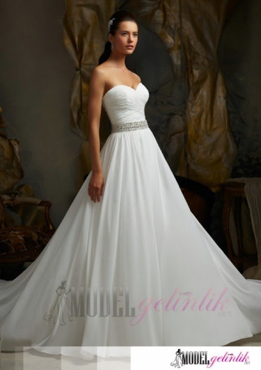 A-Line, Strapless Sweetheart and Simple Wedding Dress M-583