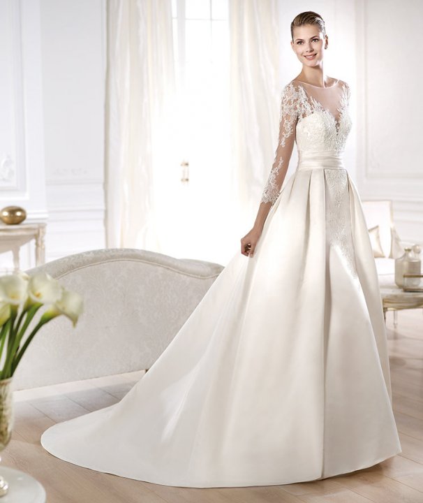 A-Line and Illusion - Sheer Wedding Dress M-642