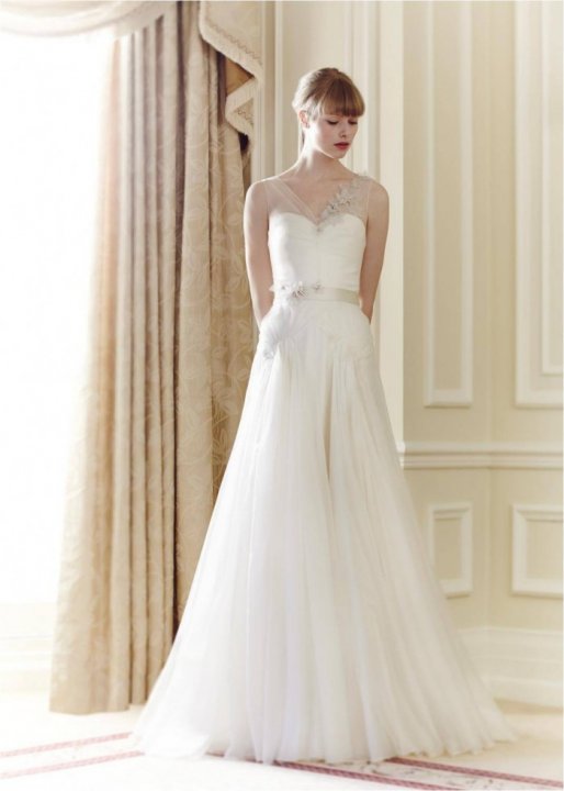A-Line and Illusion - Sheer Wedding Dress M-652