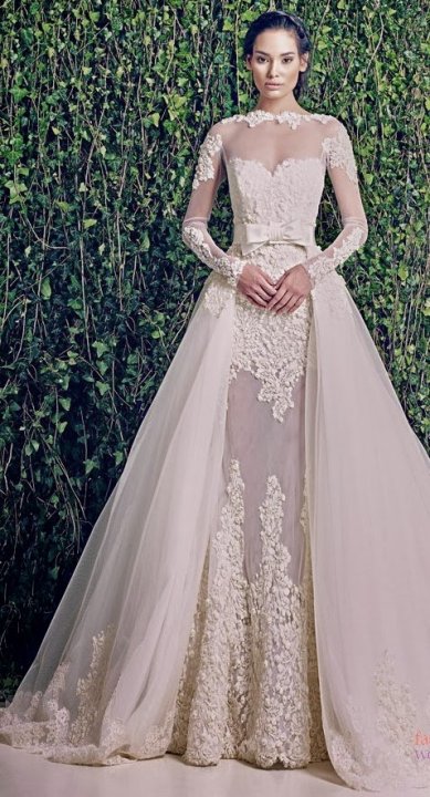 A-Line, Illusion - Sheer and Sleeves Wedding Dress M-820