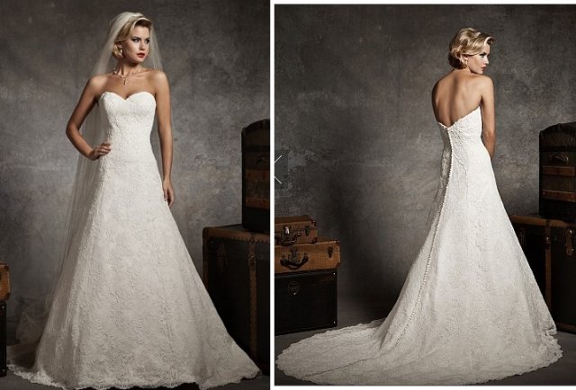 A-Line and Strapless Sweetheart Wedding Dress M-697