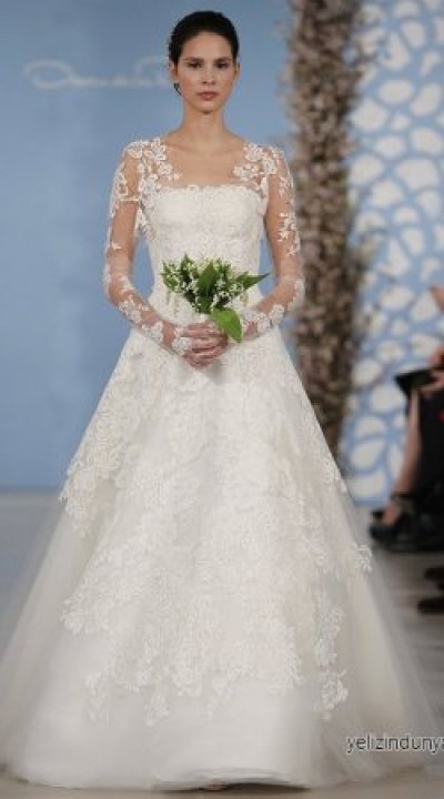 A-Line and Sleeves Wedding Dress M-703