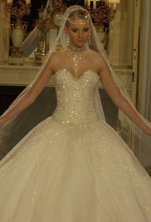 Ball Gown and Strapless Sweetheart Wedding Dress M-758