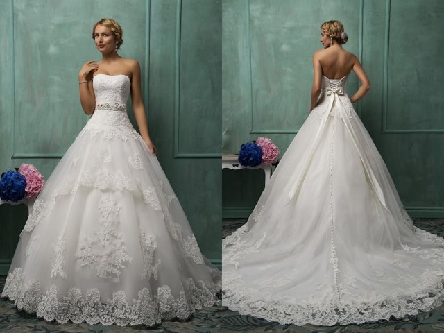 A-Line and Strapless Straight Wedding Dress M-771