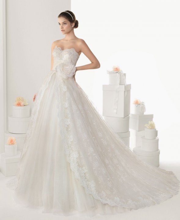 A-Line, Strapless Sweetheart and Lace Wedding Dress M-781