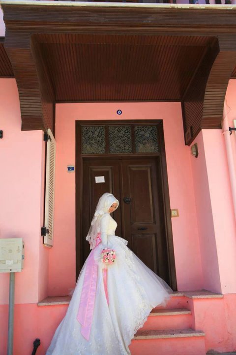 Ball Gown, Sleeves and Hijab Wedding Dress M-814