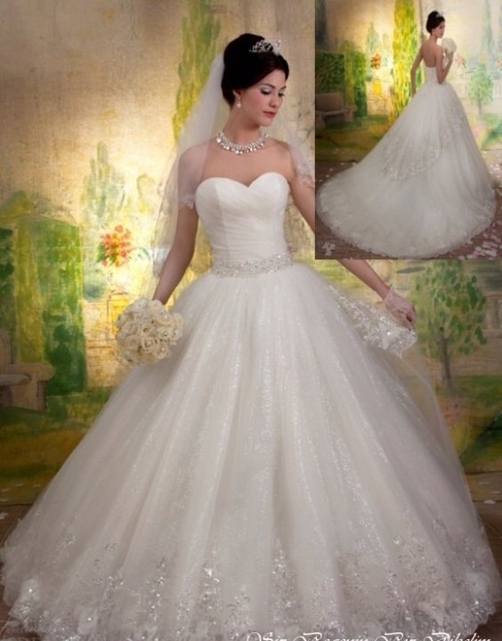 Ball Gown and Strapless Sweetheart Wedding Dress M-831