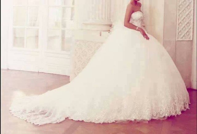 Ball Gown and Strapless Straight Wedding Dress M-876