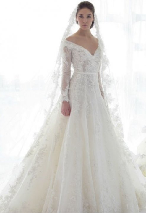A-Line, Sleeves and Lace Wedding Dress M-908