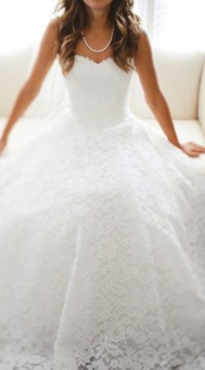 A-Line and Strapless Sweetheart Wedding Dress M-988