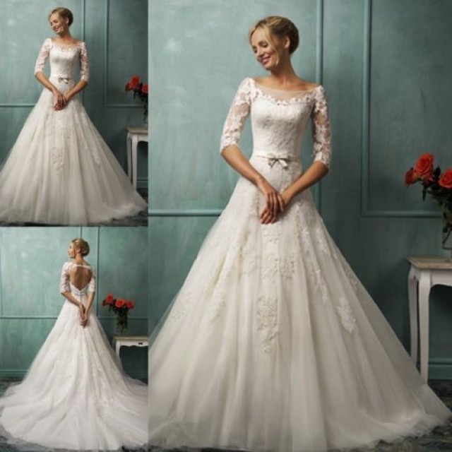 Ball Gown and Sleeves Wedding Dress M-1156