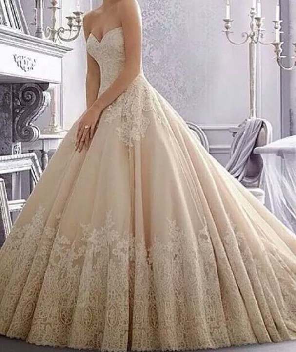 A-Line and Strapless Sweetheart Wedding Dress M-1126