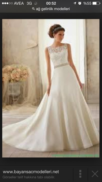 A-Line and Illusion - Sheer Wedding Dress M-1134