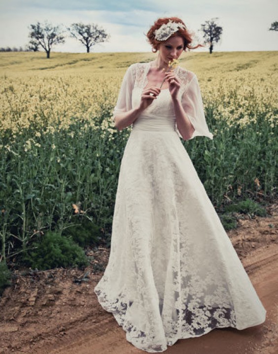 A-Line, Strapless Straight and Vintage - Retro Wedding Dress M-1137