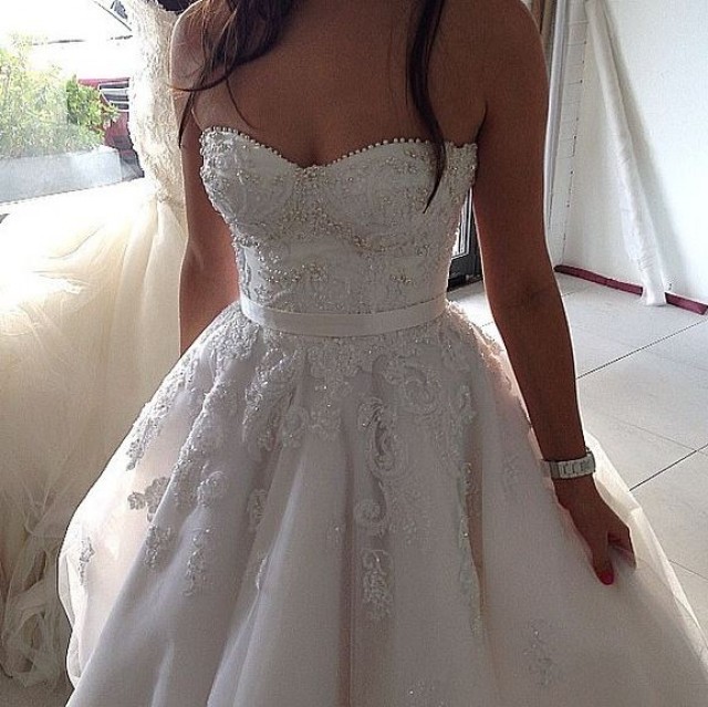 A-Line and Strapless Sweetheart Wedding Dress M-1264