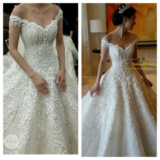 Ball Gown, Low Shoulder and Best Wedding Dress M-1587