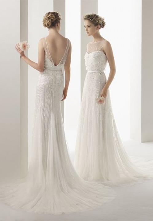 Sheath, Backless, Lace Back, V Back, Back Details, Illusion - Sheer and Best Wedding Dress M-1773