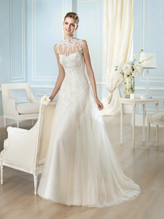 Sheath, A-Line and Illusion - Sheer Wedding Dress M-1774