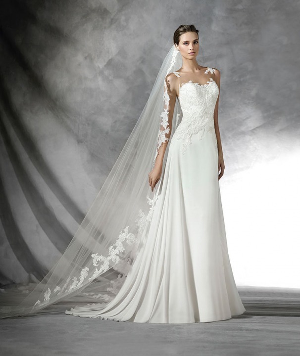 Sheath, Simple and Veil Wedding Dress M-1775