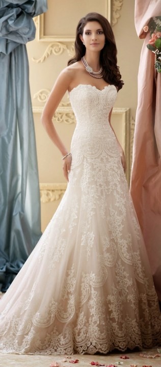 Lace and Strapless Sweetheart Wedding Dress M-1942