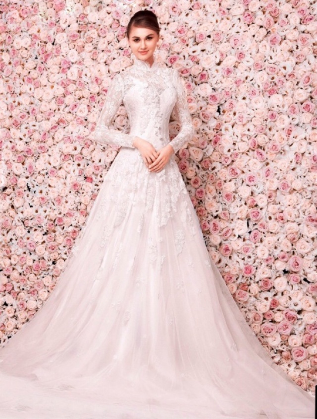A-Line and Sleeves Wedding Dress M-2197